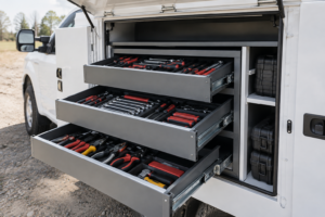 Read more about the article Tool Drawer Inserts vs. Shelving: Which Storage Setup Fits Your Service Body?